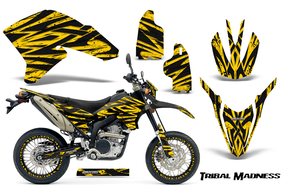 Yamaha WR250X R Graphics Kit Tribal Madness Yellow NP Rims